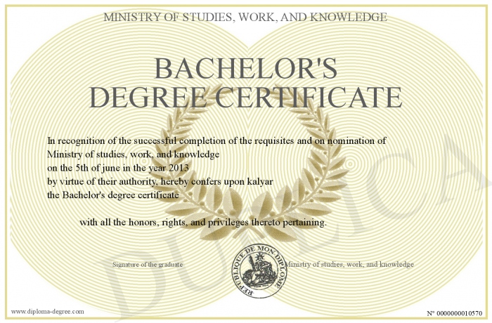 bachelor degree certificate