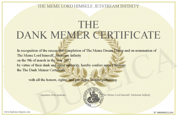 The Dank Memer Certificate