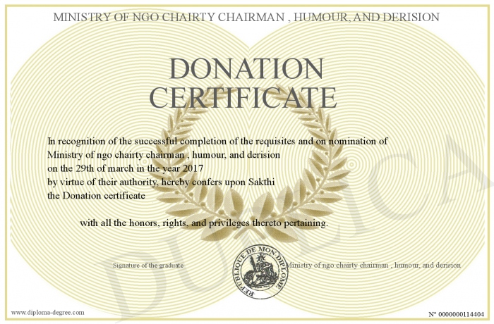 donation certificate certificate of donation
