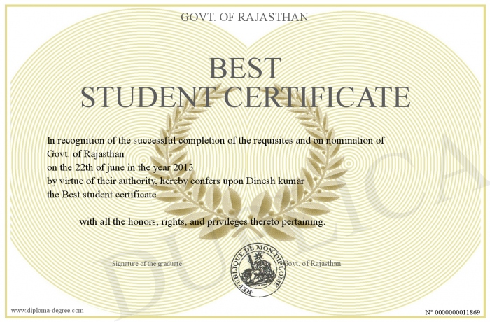 best student certificate student certificate