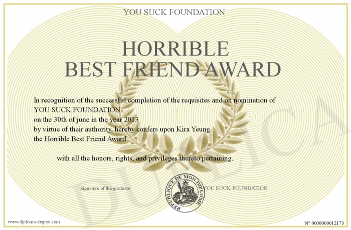 best friend award printable