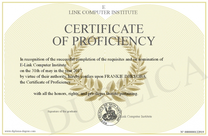 Certificate Of Proficiency