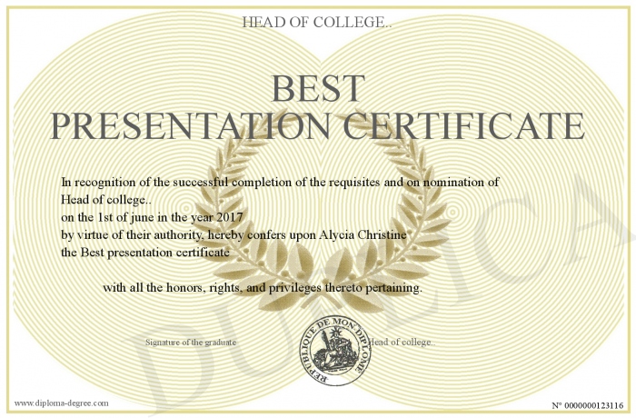 best presentation certificate presentation certificate