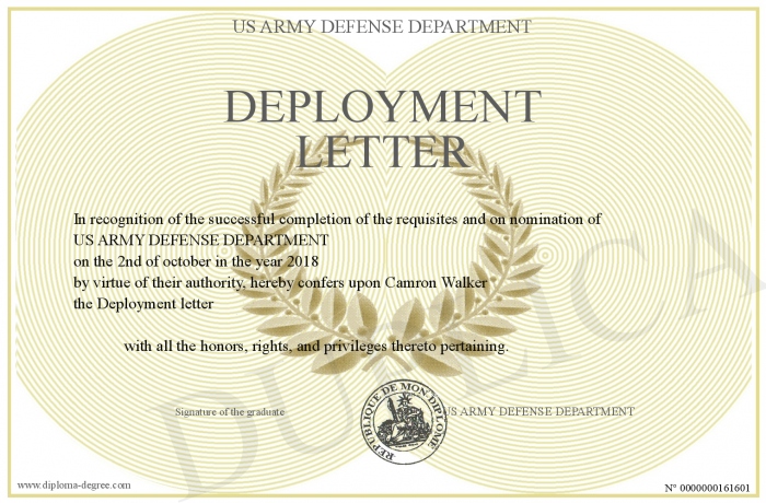Deployment letter Deployment letter