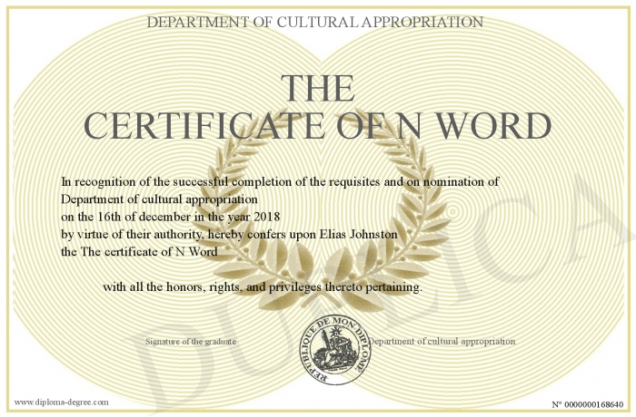 The Certificate Of N Word