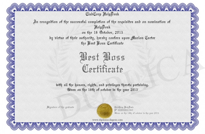 Best Boss Certificate