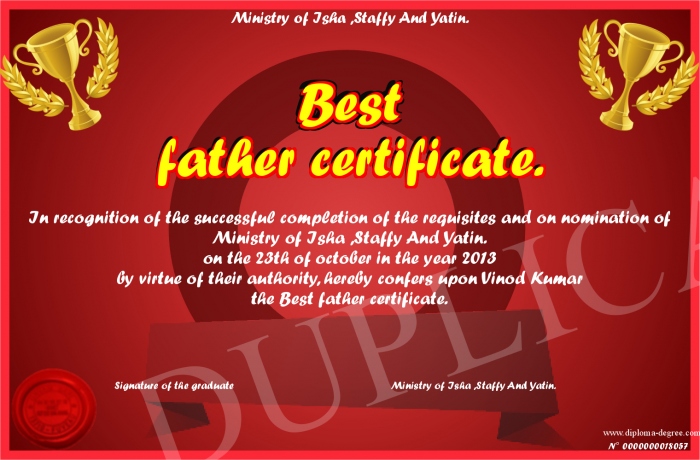 best father certificate certificate of badassery