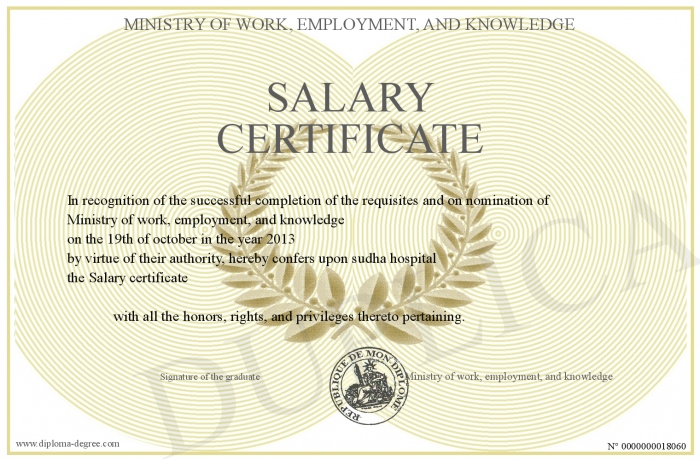 certificate of salary