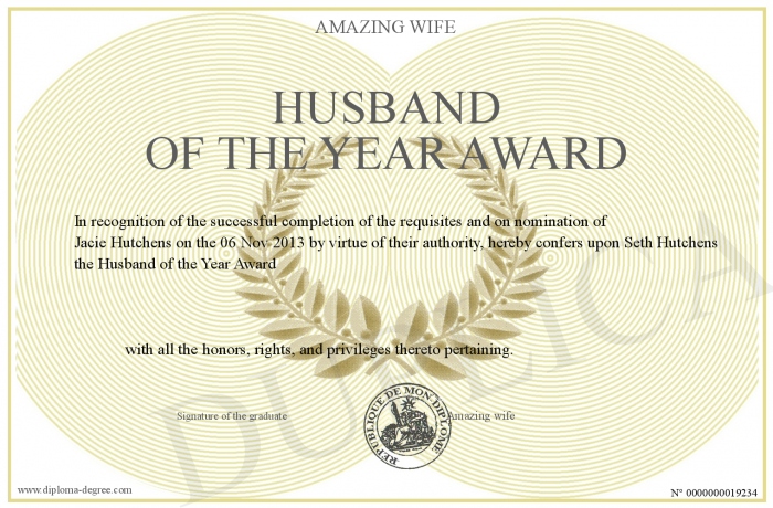 husband of the year award husband of the year award certificate