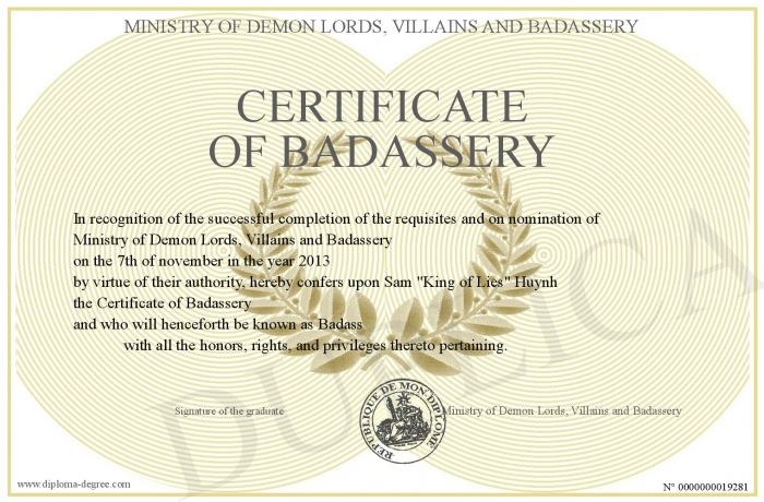 certificate of badassery certificate of badassery
