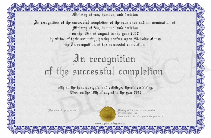 in recognition of the successful completion in recognition of certificate