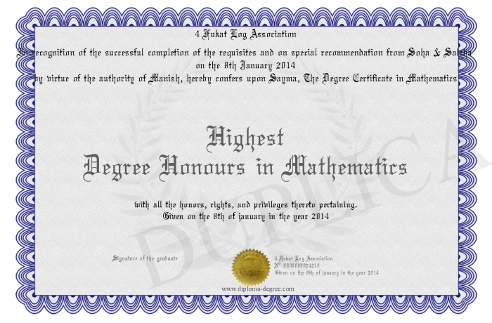 highest degree honours in mathematics highest degree