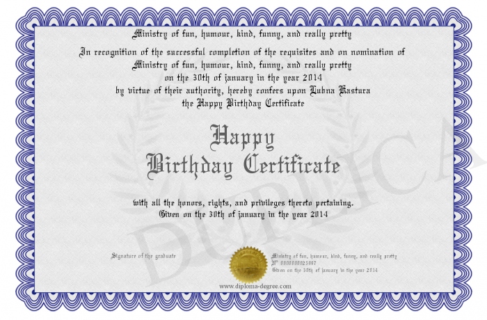 happy birthday certificate
