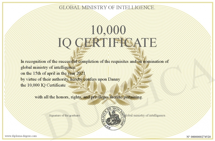 10 000 Iq Certificate