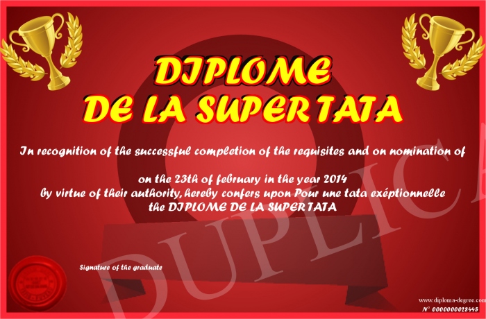 diplome de la super tata best award certificate