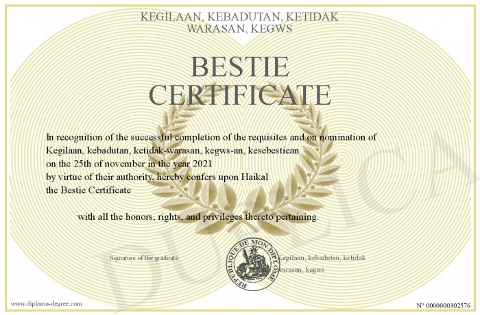 Bestie-Certificate