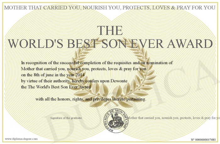 the world s best son ever award award certificates printable
