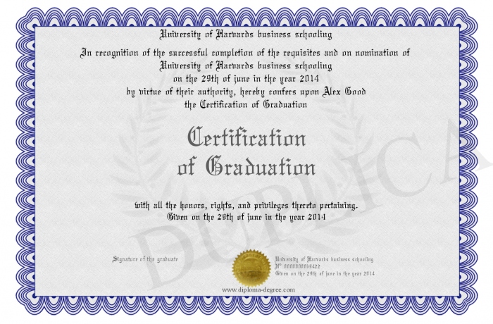 certification of graduation schooling certificate