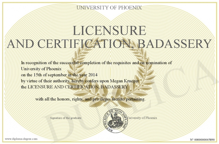 licensure and certification badassery certificate of badassery