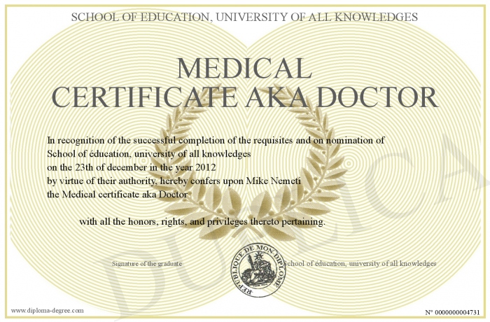 medical certificate issued by doctor