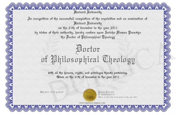 doctor of philosophical theology printable online certificates