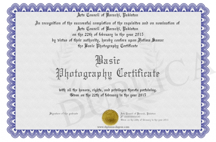 basic photography certificate basic certificate