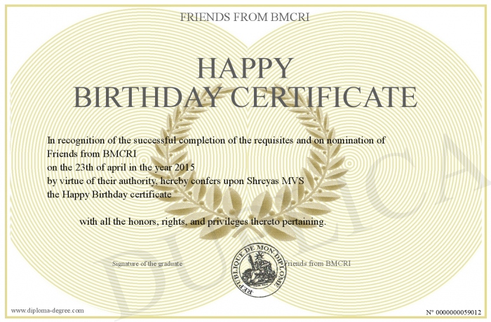 happy birthday certificate