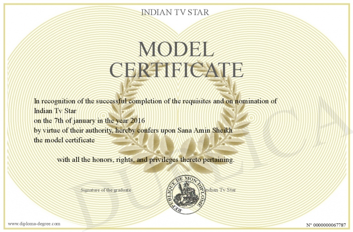 model certificate certificate model