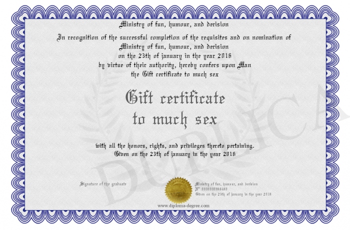 Sex gift certificates
