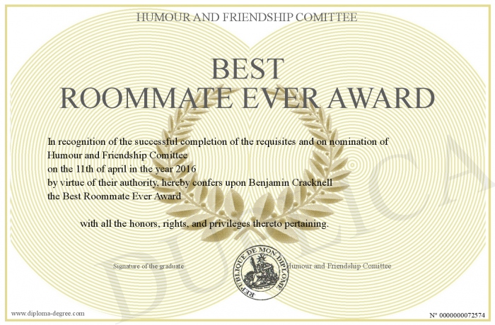 best roommate ever award sport award certificates