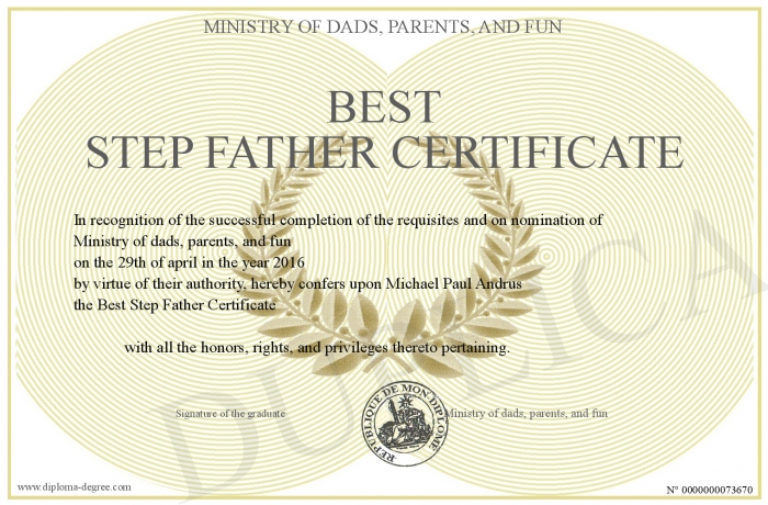 Best Step Father Certificate