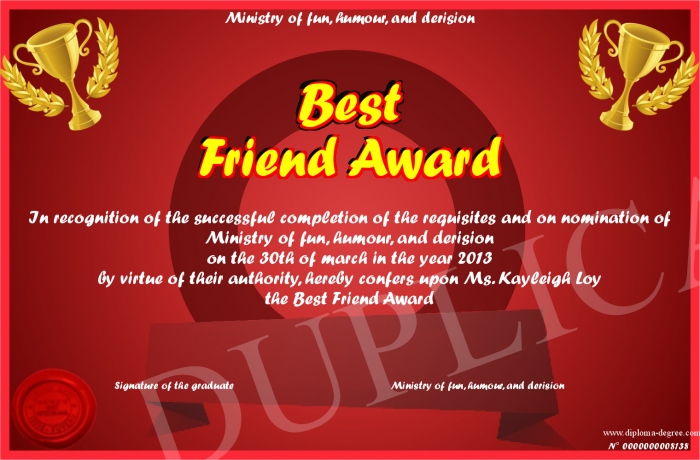best friend award printable