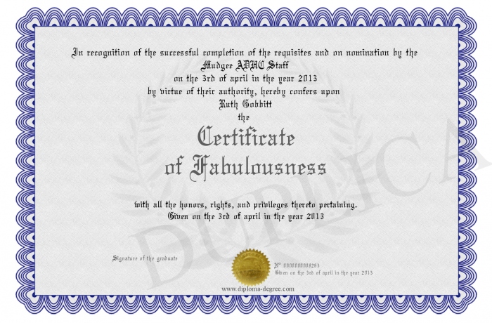 certificate of fabulousness certificate of badassery