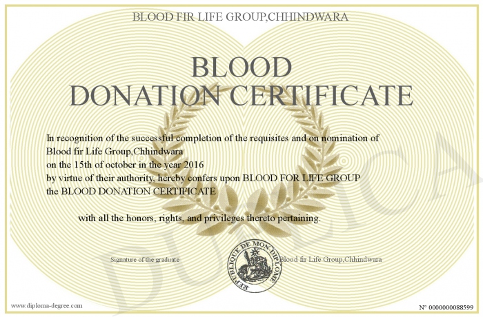 blood donation certificate