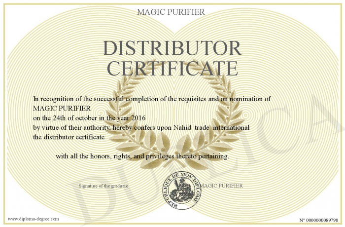 Distributor Certificate