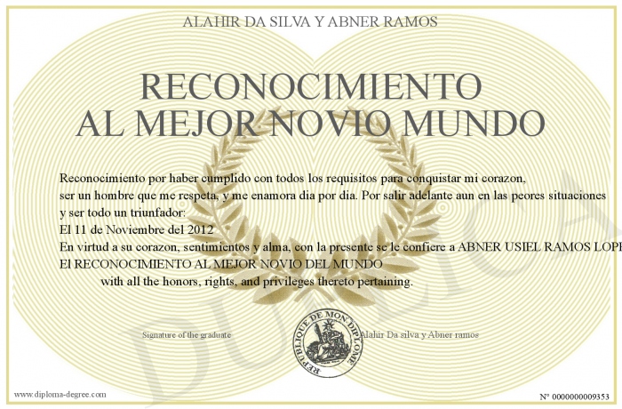 reconocimiento al mejor novio mundo ejemplo de diploma
