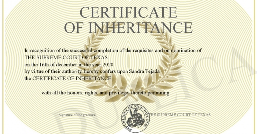CERTIFICATE OF INHERITANCE
